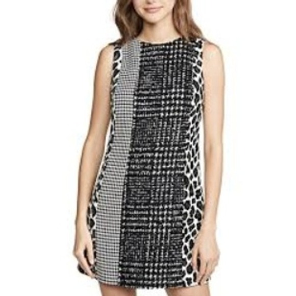 Alice + Olivia Dresses & Skirts - ALICE + OLIVIA Clyde Pattern Mix Wool Shift Dress Black/White Women Size 6 Tweed